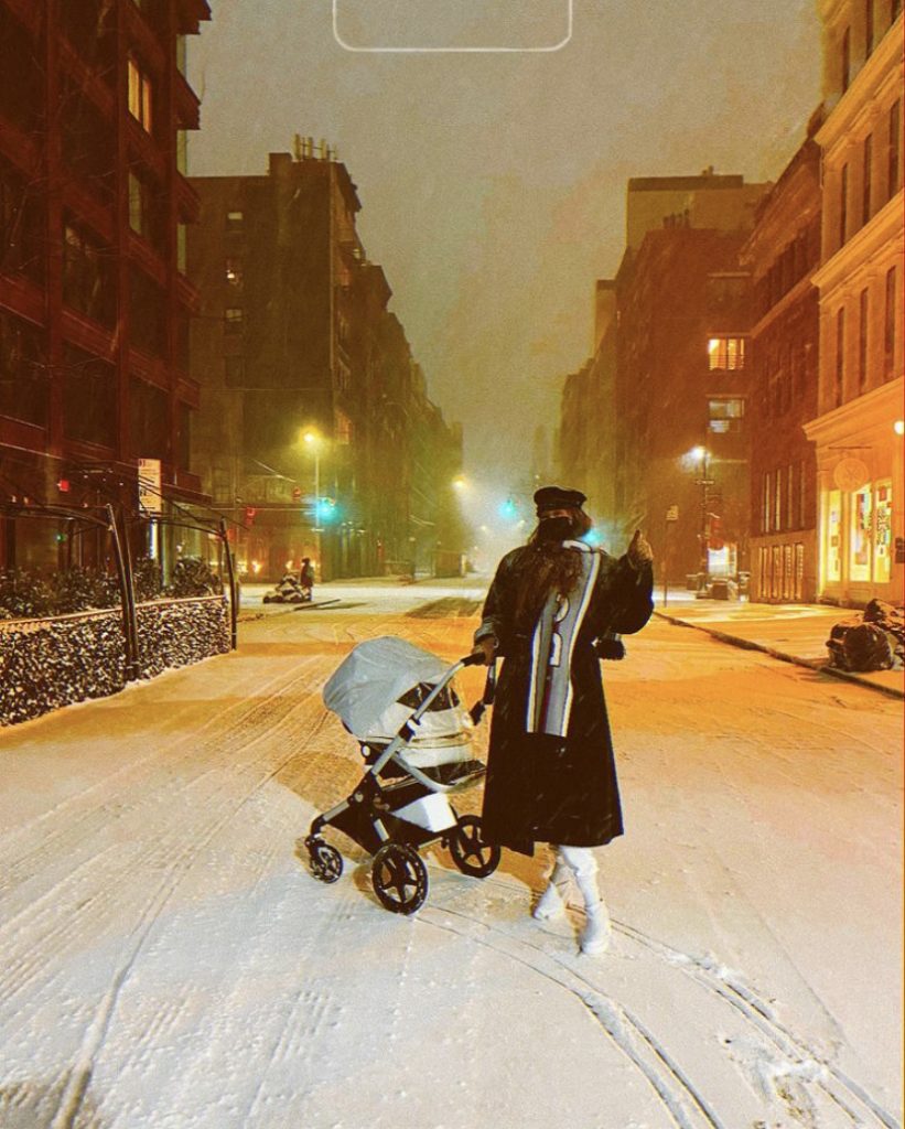 Gigi Hadid with her daughter Khai where she experience her first snow