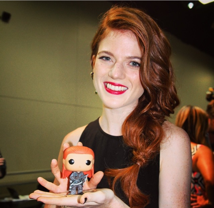 Rose Leslie with the toy of her own character from the show Game Of Thrones