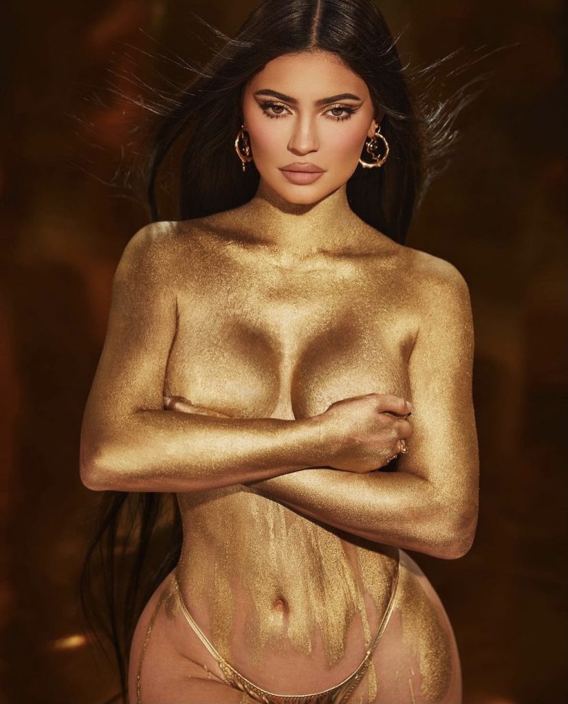 Kylie Jenner posing for her beauty products