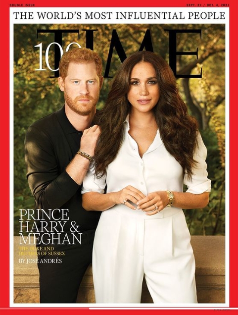 Prince Harry and Meghan Markle in the cover page of Time Magazine