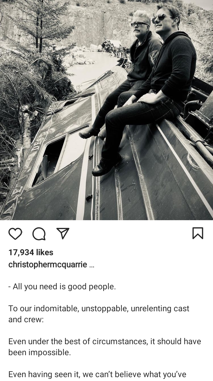 Christopher McQuarrie posted a picture of himself with Tom Cruise