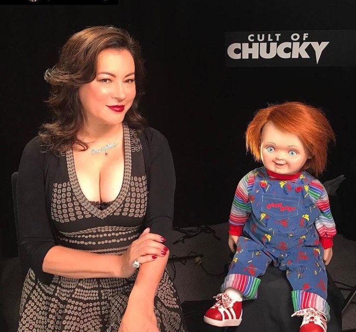 Jennifer Tilly along with the Iconic Chucky doll