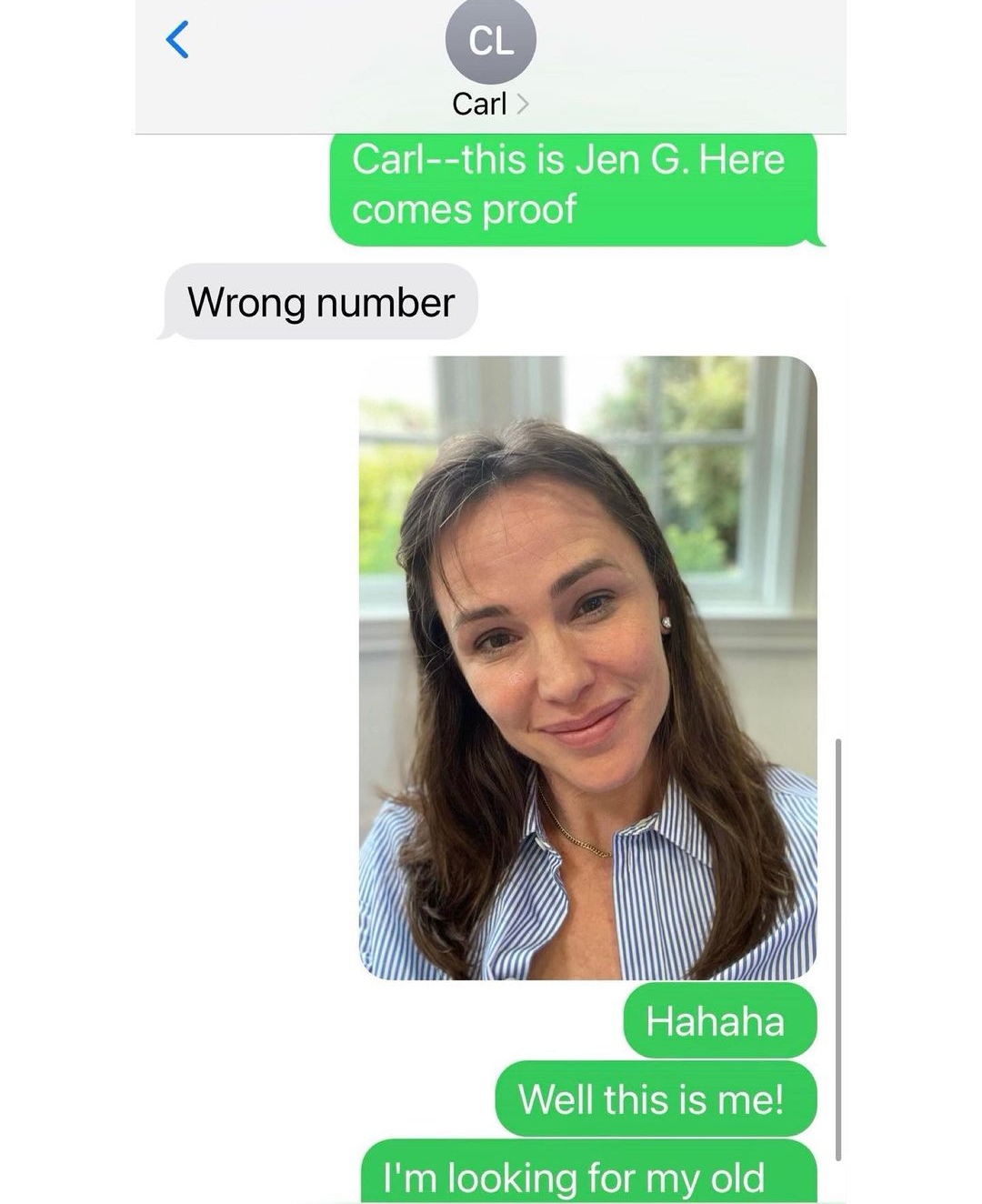 Jennifer Garner texts a wrong number